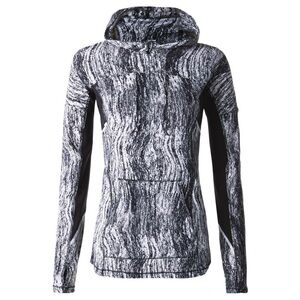 Lululemon Runbeam Lightweight UPF 50  Hoodie Black White Print Size 4 EUC